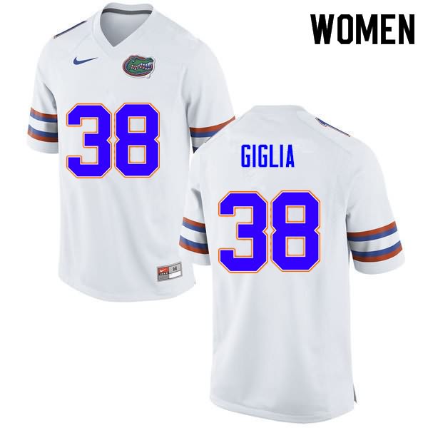 Women's NCAA Florida Gators Anthony Giglia #38 Stitched Authentic Nike White College Football Jersey DAN2365DW